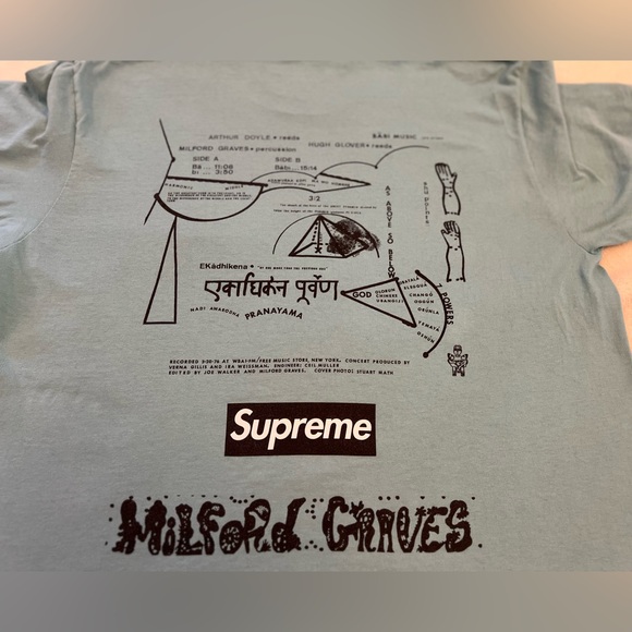 Supreme x Milford Graves "Bäbi" Tee - Dusty Blue - Size Large - Fall/Winter 22 - Picture 4 of 6